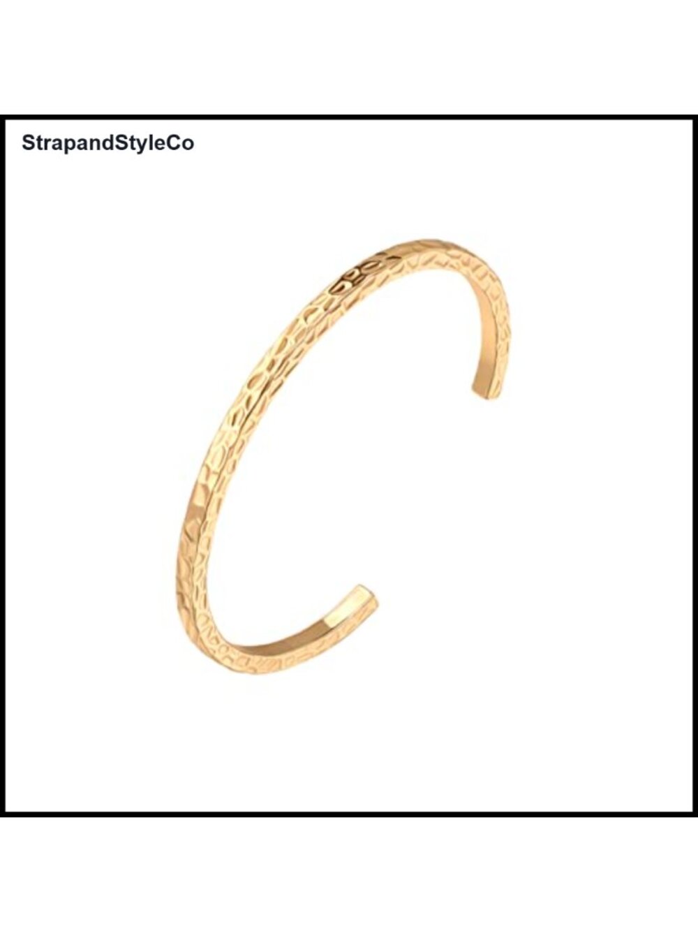 18K Gold Plated Hammered Cuff Bracelet Minimalist Stackable Bangle